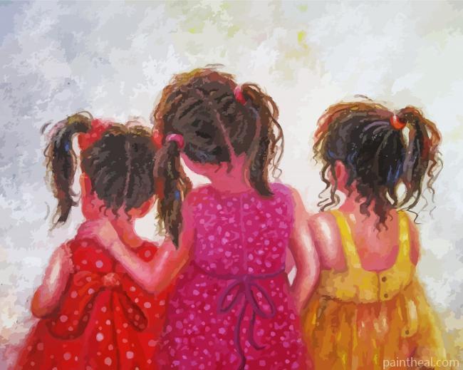 Cute Three Girls Painting By Numbers Kits
