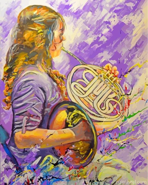 Girl Playing Tuba Art Painting By Numbers Kits