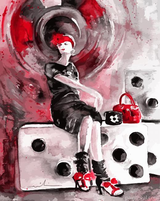 Lady Sitting On Domino Painting By Numbers Kits