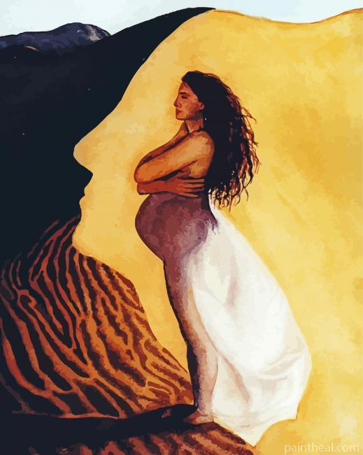 Pregnant Woman Desert Painting By Numbers Kits