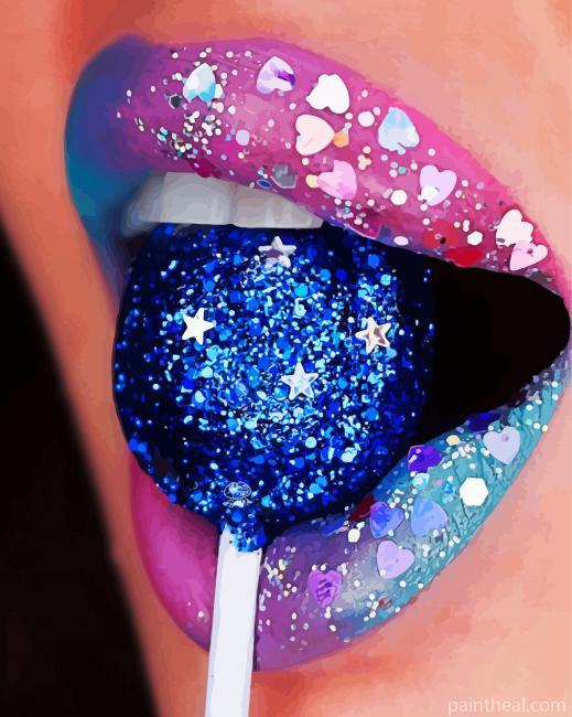 Glitter Lips And Lollipop Painting By Numbers Kits