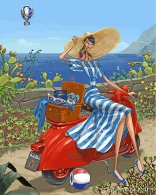 Girl On Motorcycle Painting By Numbers Kits