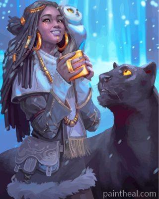African Girl And Panther Painting By Numbers Kits