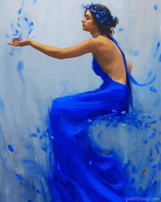 Woman With Blue Dress Painting By Numbers Kits