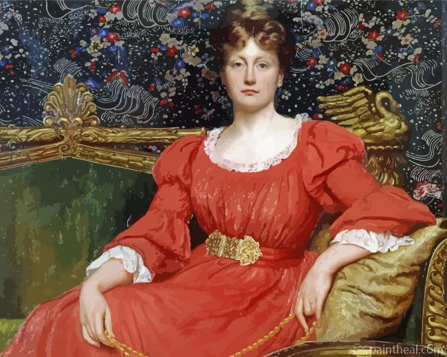 Lady In Red Victorian Dress Painting By Numbers Kits