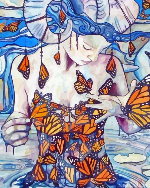 Abstract Butterfly Woman Painting By Numbers Kits