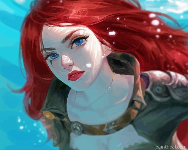 Cute Red Hair Woman In Water Painting By Numbers Kits