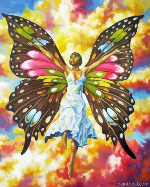 African Woman Butterfly Painting By Numbers Kits