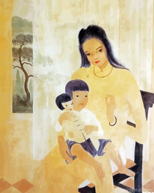 Asian Woman And Child Painting By Numbers Kits