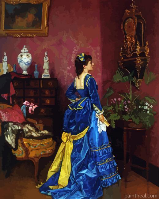 The Blue Dress By Auguste Toulmouche Painting By Numbers Kits