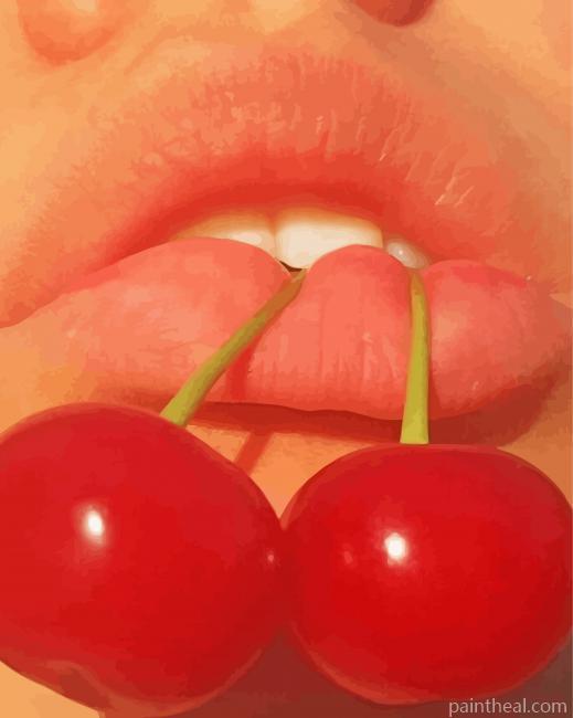 Natural Lips With Cherry Painting By Numbers Kits