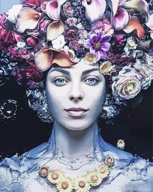 Lady Flower Art Painting By Numbers Kits