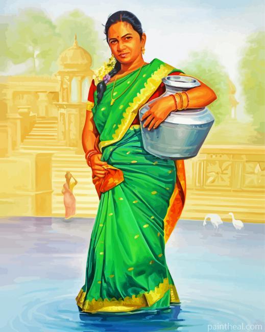Traditional South Indian Lady Painting By Numbers Kits