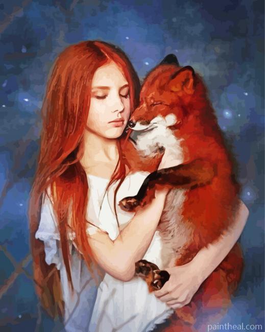 Aesthetic Woman Fox Painting By Numbers Kits
