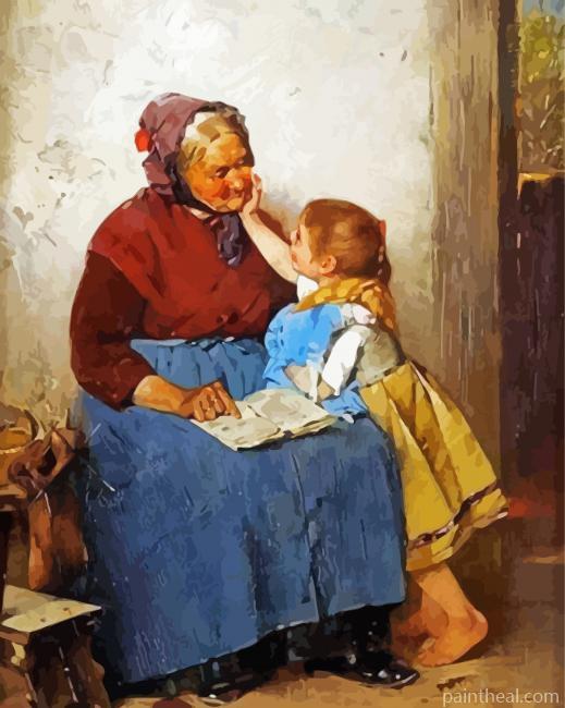 Grandmother And Granddaughter Painting By Numbers Kits