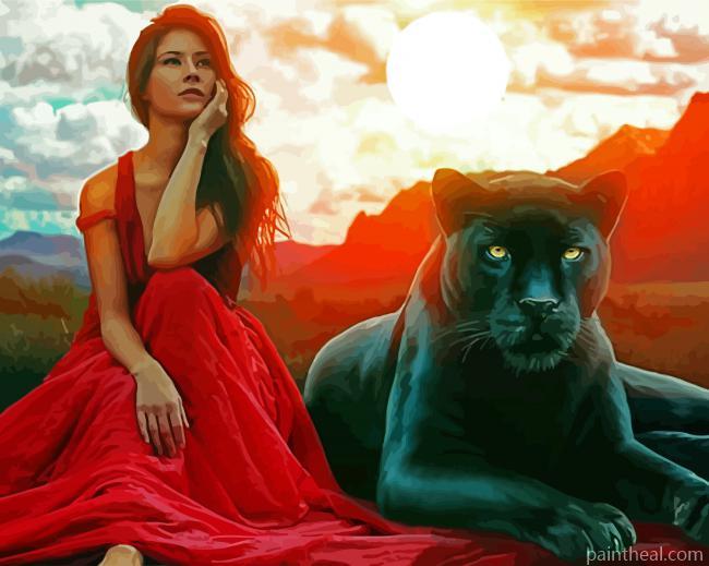 Girl With Panther Painting By Numbers Kits