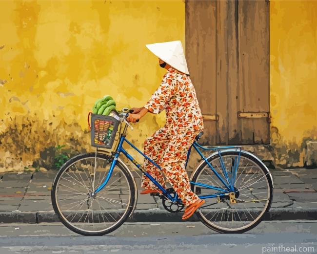 Chinese Woman On Bike Painting By Numbers Kits