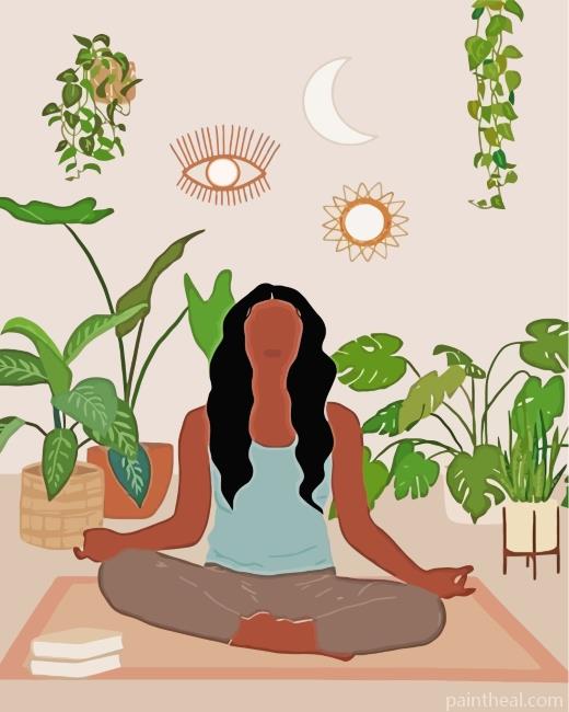 African Girl Yoga Painting By Numbers Kits