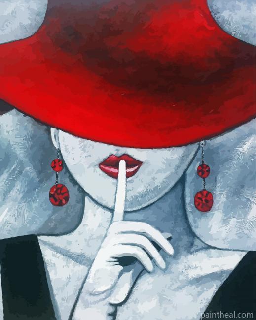 Cool Woman With Red Hat Painting By Numbers Kits