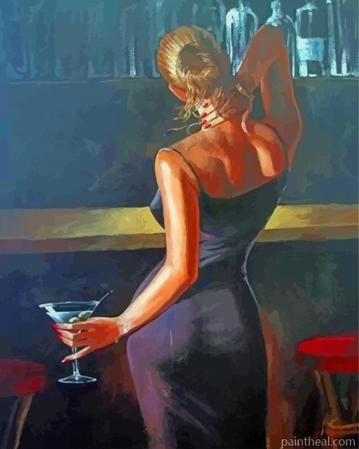 Gorgeous Woman In A Bar Painting By Numbers Kits