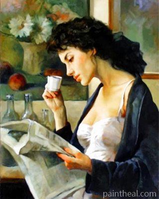 Woman Drinking Coffee Painting By Numbers Kits