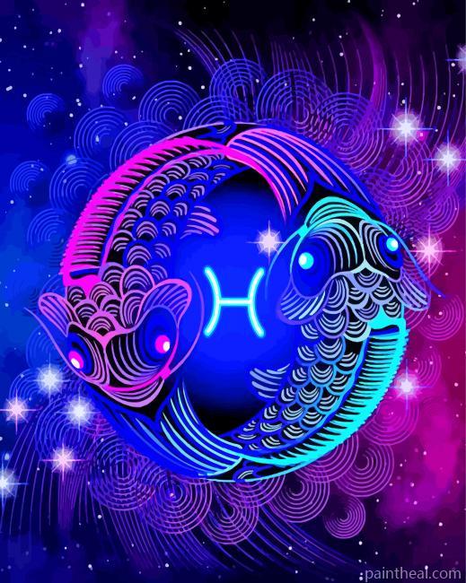 Pisces Zodiac Illustration Painting By Numbers Kits