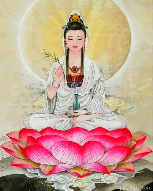 Kuan Yin Vintage Art Painting By Numbers Kits