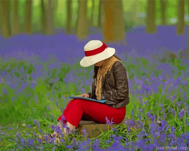 Girl In Bluebell Wood Painting By Numbers Kits