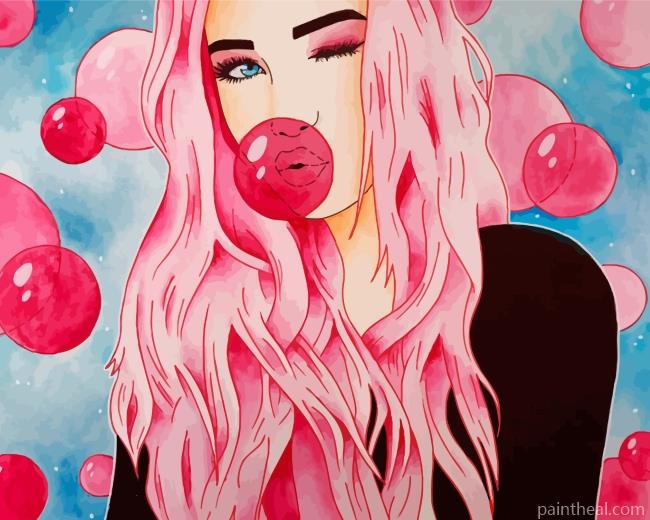 Girl With Bubble Gum Art Painting By Numbers Kits