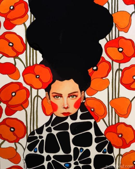Girl Illustration By Hulya Ozdemir Painting By Numbers Kits