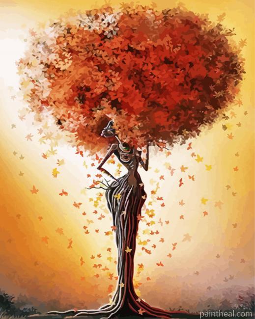 African Woman Tree Art Painting By Numbers Kits