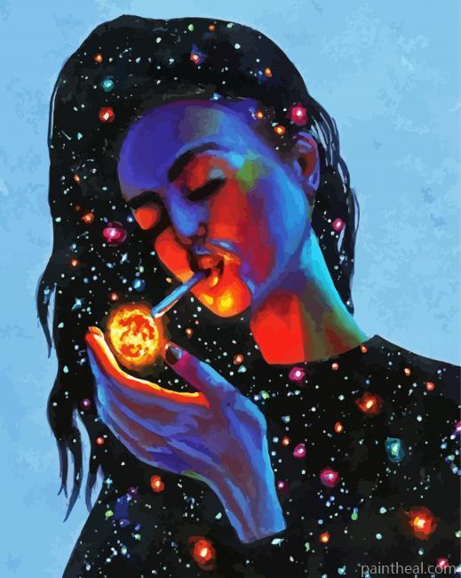 Universe Girl Smoking Painting By Numbers Kits