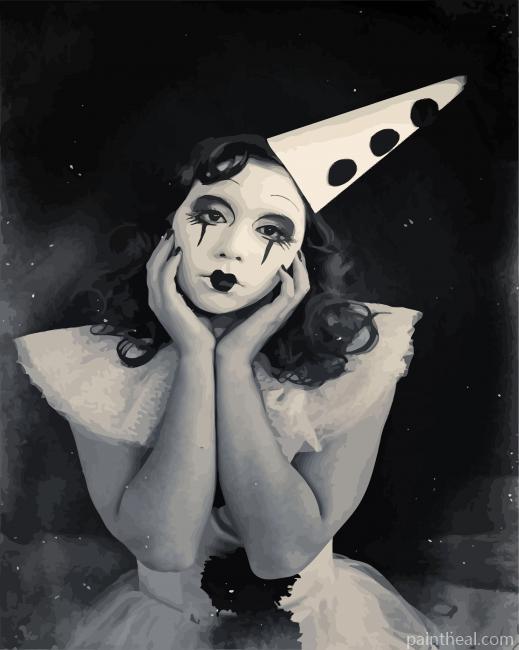 Vintage Mime Female Clown Painting By Numbers Kits