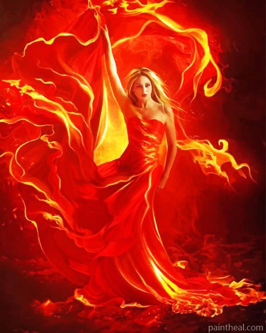 Girl Dancing In Fire Painting By Numbers Kits