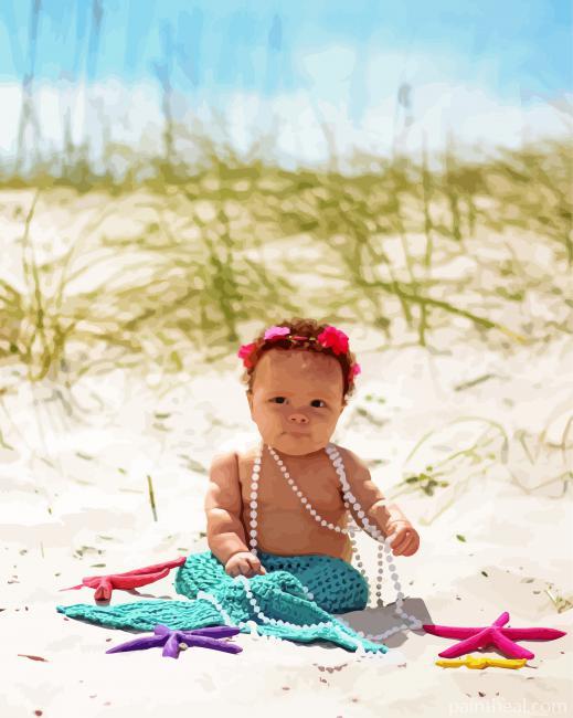 Beautiful Baby Girls At Beach Painting By Numbers Kits