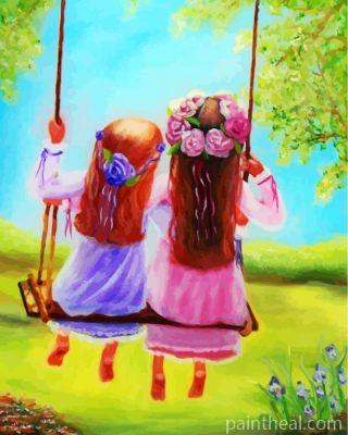 Sisters On Swing Painting By Numbers Kits