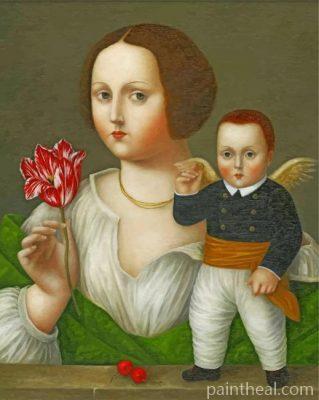 Primitive Lady And Cupid Painting By Numbers Kits