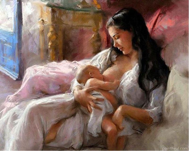 Mother Feeding Baby Painting By Numbers Kits