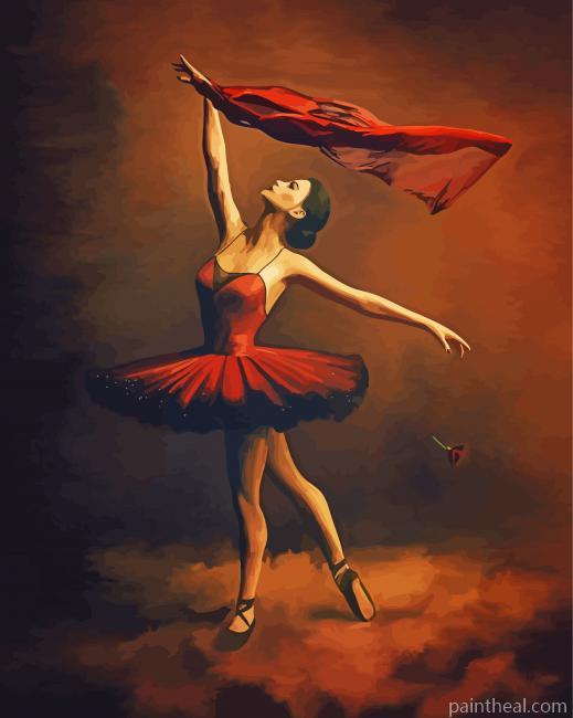 Ballerina In Red Dress Painting By Numbers Kits