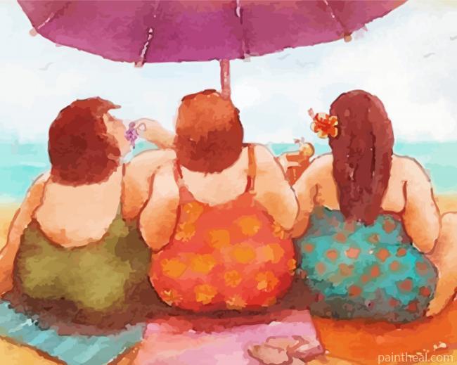 Fat Ladies on Beach Painting By Numbers Kits