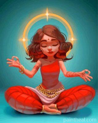 Indian Girl Meditation Painting By Numbers Kits