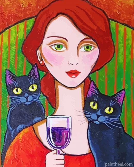 Aesthetic Cat Lady Painting By Numbers Kits