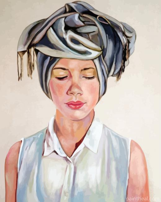 Aesthetic Lady With Scarf Painting By Numbers Kits