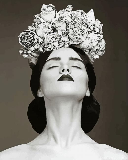 Beautiful Woman With Wreath Of Flowers Painting By Numbers Kits