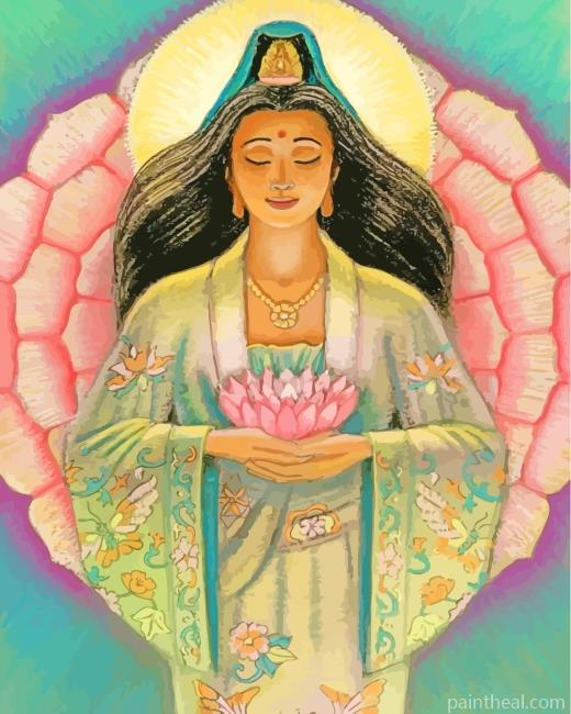 Kuan Yin Asian Godess Painting By Numbers Kits