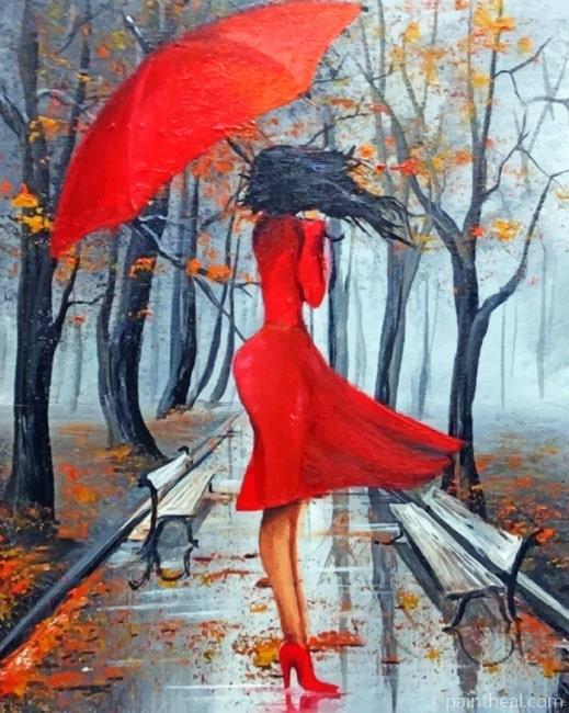 Girl In Rainy Day Painting By Numbers Kits