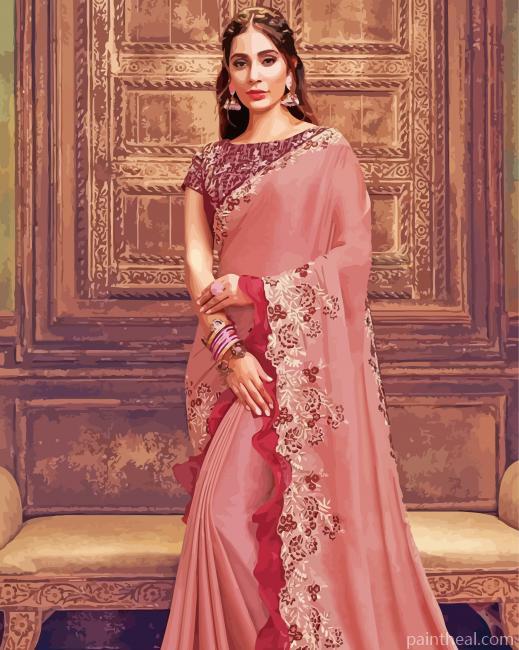 Pink Saree Painting By Numbers Kits
