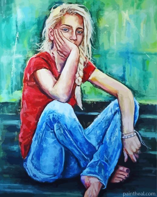 Beautiful Girl In Jeans Art Painting By Numbers Kits