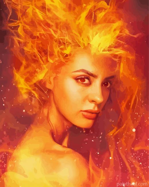 Cool Fire Woman Painting By Numbers Kits