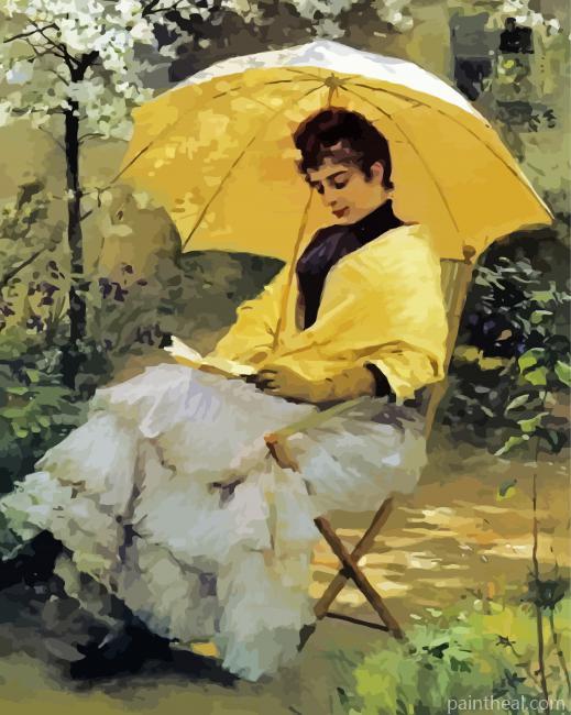 Cool Lady With Parasol Painting By Numbers Kits